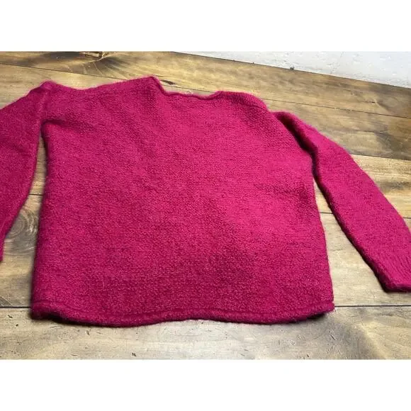 Free People Theo Alpaca Blend V-Neck Sweater Fuchsia Size Medium - Picture 10 of 10